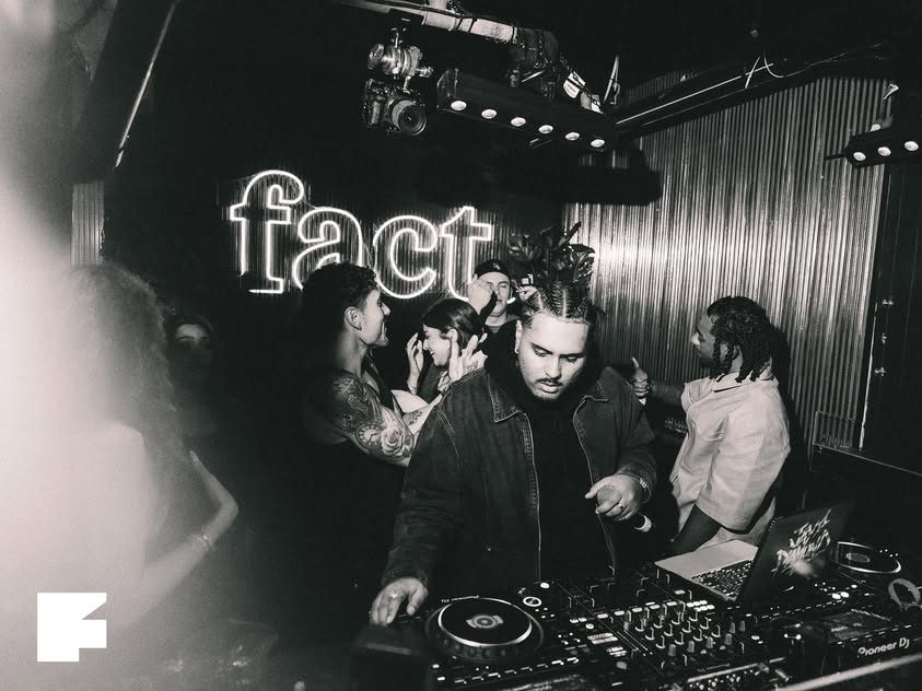 Behind the decks at the Sahxl and Mani Zuko night