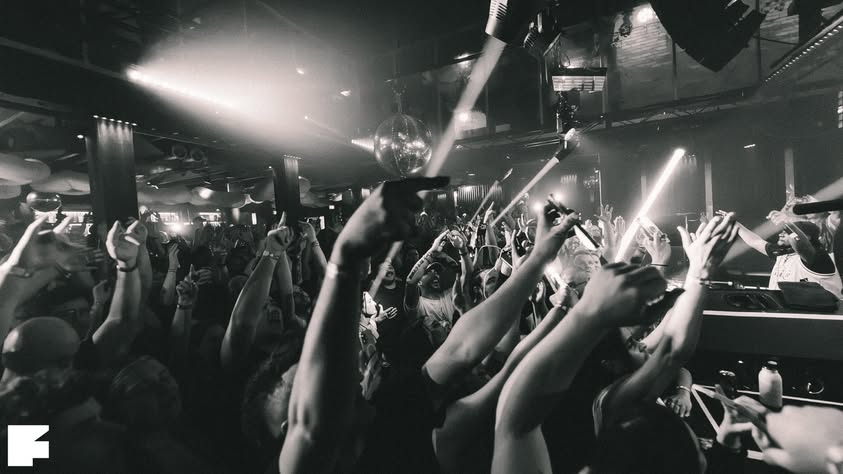 Hands raised in the crowd at Xzibit’s show